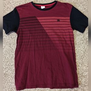 DC Shoe Company Burgundy Striped Shirt Size L
